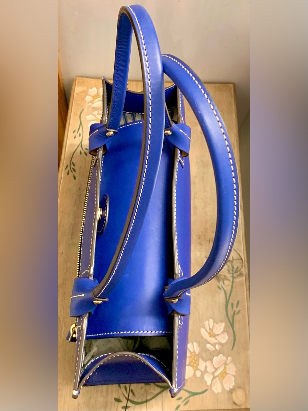 Dooney & Bourke Blue Leather Tote with Front Zip Pocket - Picture 8 of 16